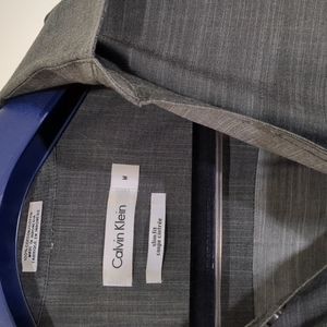 Calvin Klein Gray men's cotton long sleeve button down shirt